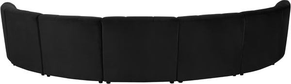 Limitless Velvet / Engineered Wood / Foam Contemporary Black Velvet 7pc. Modular Sectional - 170" W x 76" D x 31" H