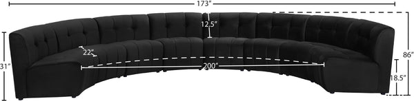 Limitless Velvet / Engineered Wood / Foam Contemporary Black Velvet 8pc. Modular Sectional - 173" W x 86" D x 31" H