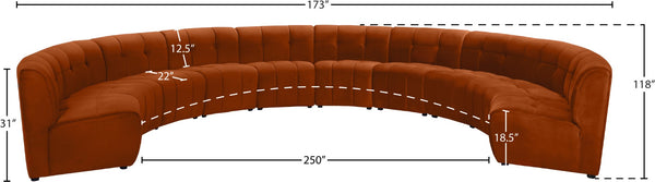 Limitless Velvet / Engineered Wood / Foam Contemporary Cognac Velvet 10pc. Modular Sectional - 173" W x 118" D x 31" H