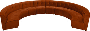 Limitless Velvet / Engineered Wood / Foam Contemporary Cognac Velvet 10pc. Modular Sectional - 173" W x 118" D x 31" H