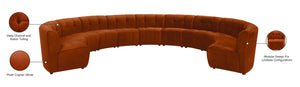 Limitless Velvet / Engineered Wood / Foam Contemporary Cognac Velvet 11pc. Modular Sectional - 173" W x 135" D x 31" H