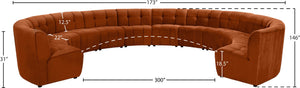 Limitless Velvet / Engineered Wood / Foam Contemporary Cognac Velvet 12pc. Modular Sectional - 173" W x 146" D x 31" H