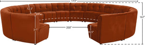 Limitless Velvet / Engineered Wood / Foam Contemporary Cognac Velvet 14pc. Modular Sectional - 173" W x 167" D x 31" H