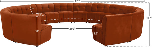 Limitless Velvet / Engineered Wood / Foam Contemporary Cognac Velvet 14pc. Modular Sectional - 173" W x 167" D x 31" H