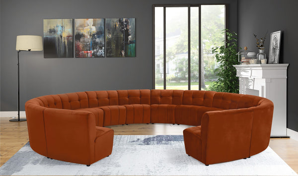 Limitless Velvet / Engineered Wood / Foam Contemporary Cognac Velvet 14pc. Modular Sectional - 173" W x 167" D x 31" H