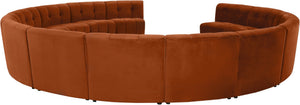 Limitless Velvet / Engineered Wood / Foam Contemporary Cognac Velvet 14pc. Modular Sectional - 173" W x 167" D x 31" H