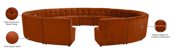Limitless Velvet / Engineered Wood / Foam Contemporary Cognac Velvet 15pc. Modular Sectional - 173" W x 173" D x 31" H