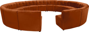 Limitless Velvet / Engineered Wood / Foam Contemporary Cognac Velvet 15pc. Modular Sectional - 173" W x 173" D x 31" H