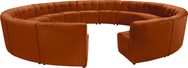 Limitless Velvet / Engineered Wood / Foam Contemporary Cognac Velvet 15pc. Modular Sectional - 173" W x 173" D x 31" H