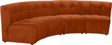 Limitless Velvet / Engineered Wood / Foam Contemporary Cognac Velvet 4pc. Modular Sectional - 123" W x 45" D x 31" H