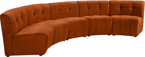 Limitless Velvet / Engineered Wood / Foam Contemporary Cognac Velvet 5pc. Modular Sectional - 145" W x 55" D x 31" H