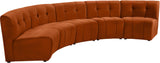 Limitless Velvet / Engineered Wood / Foam Contemporary Cognac Velvet 5pc. Modular Sectional - 145" W x 55" D x 31" H