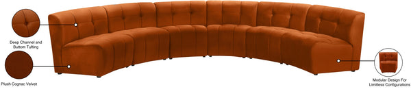 Limitless Velvet / Engineered Wood / Foam Contemporary Cognac Velvet 6pc. Modular Sectional - 161" W x 63" D x 31" H