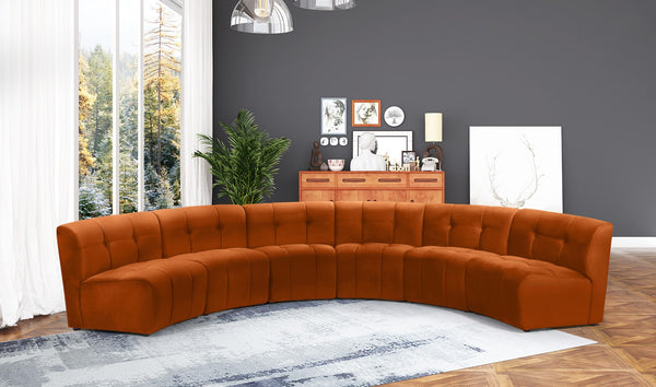 Limitless Velvet / Engineered Wood / Foam Contemporary Cognac Velvet 6pc. Modular Sectional - 161" W x 63" D x 31" H