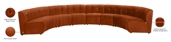 Limitless Velvet / Engineered Wood / Foam Contemporary Cognac Velvet 8pc. Modular Sectional - 173" W x 86" D x 31" H