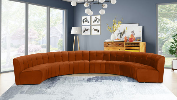 Limitless Velvet / Engineered Wood / Foam Contemporary Cognac Velvet 8pc. Modular Sectional - 173" W x 86" D x 31" H
