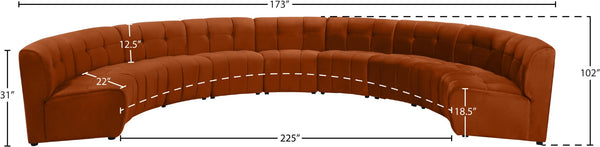 Limitless Velvet / Engineered Wood / Foam Contemporary Cognac Velvet 9pc. Modular Sectional - 173" W x 102" D x 31" H