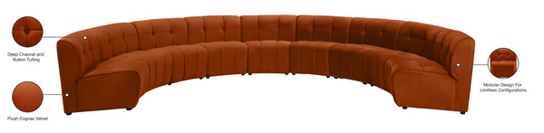 Limitless Velvet / Engineered Wood / Foam Contemporary Cognac Velvet 9pc. Modular Sectional - 173" W x 102" D x 31" H