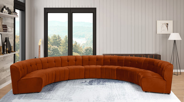 Limitless Velvet / Engineered Wood / Foam Contemporary Cognac Velvet 9pc. Modular Sectional - 173" W x 102" D x 31" H
