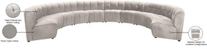 Limitless Velvet / Engineered Wood / Foam Contemporary Cream Velvet 10pc. Modular Sectional - 173" W x 118" D x 31" H