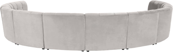 Limitless Velvet / Engineered Wood / Foam Contemporary Cream Velvet 10pc. Modular Sectional - 173" W x 118" D x 31" H