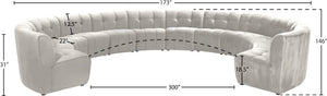 Limitless Velvet / Engineered Wood / Foam Contemporary Cream Velvet 12pc. Modular Sectional - 173" W x 146" D x 31" H