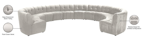 Limitless Velvet / Engineered Wood / Foam Contemporary Cream Velvet 12pc. Modular Sectional - 173" W x 146" D x 31" H