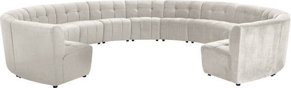 Limitless Velvet / Engineered Wood / Foam Contemporary Cream Velvet 13pc. Modular Sectional - 173" W x 159" D x 31" H