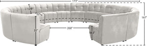 Limitless Velvet / Engineered Wood / Foam Contemporary Cream Velvet 14pc. Modular Sectional - 173" W x 167" D x 31" H