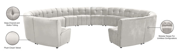 Limitless Velvet / Engineered Wood / Foam Contemporary Cream Velvet 14pc. Modular Sectional - 173" W x 167" D x 31" H