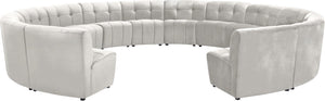 Limitless Velvet / Engineered Wood / Foam Contemporary Cream Velvet 14pc. Modular Sectional - 173" W x 167" D x 31" H