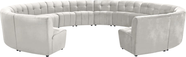 Limitless Velvet / Engineered Wood / Foam Contemporary Cream Velvet 14pc. Modular Sectional - 173" W x 167" D x 31" H