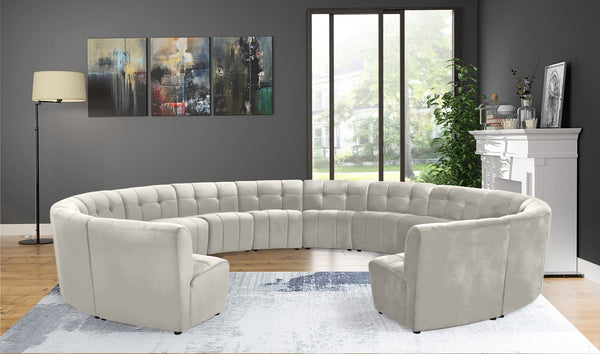 Limitless Velvet / Engineered Wood / Foam Contemporary Cream Velvet 14pc. Modular Sectional - 173" W x 167" D x 31" H