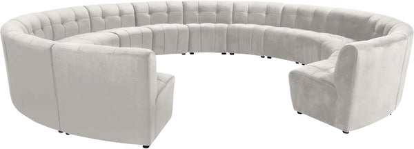 Limitless Velvet / Engineered Wood / Foam Contemporary Cream Velvet 14pc. Modular Sectional - 173" W x 167" D x 31" H