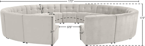 Limitless Velvet / Engineered Wood / Foam Contemporary Cream Velvet 15pc. Modular Sectional - 173" W x 173" D x 31" H