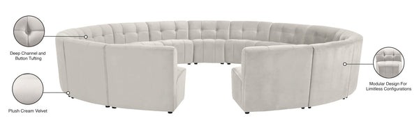 Limitless Velvet / Engineered Wood / Foam Contemporary Cream Velvet 15pc. Modular Sectional - 173" W x 173" D x 31" H