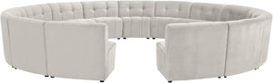 Limitless Velvet / Engineered Wood / Foam Contemporary Cream Velvet 15pc. Modular Sectional - 173" W x 173" D x 31" H