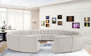 Limitless Velvet / Engineered Wood / Foam Contemporary Cream Velvet 15pc. Modular Sectional - 173" W x 173" D x 31" H