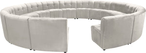 Limitless Velvet / Engineered Wood / Foam Contemporary Cream Velvet 15pc. Modular Sectional - 173" W x 173" D x 31" H