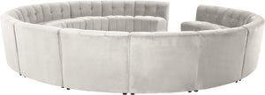 Limitless Velvet / Engineered Wood / Foam Contemporary Cream Velvet 15pc. Modular Sectional - 173" W x 173" D x 31" H