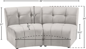 Limitless Velvet / Engineered Wood / Foam Contemporary Cream Velvet 2pc. Modular Sectional - 66" W x 34" D x 31" H