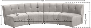 Limitless Velvet / Engineered Wood / Foam Contemporary Cream Velvet 4pc. Modular Sectional - 123" W x 45" D x 31" H