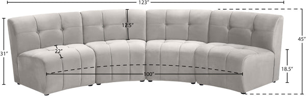 Limitless Velvet / Engineered Wood / Foam Contemporary Cream Velvet 4pc. Modular Sectional - 123" W x 45" D x 31" H