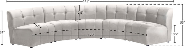 Limitless Velvet / Engineered Wood / Foam Contemporary Cream Velvet 5pc. Modular Sectional - 145" W x 55" D x 31" H
