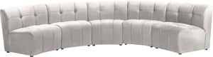 Limitless Velvet / Engineered Wood / Foam Contemporary Cream Velvet 5pc. Modular Sectional - 145" W x 55" D x 31" H