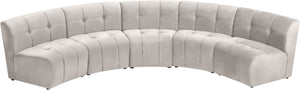Limitless Velvet / Engineered Wood / Foam Contemporary Cream Velvet 5pc. Modular Sectional - 145" W x 55" D x 31" H