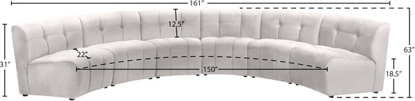 Limitless Velvet / Engineered Wood / Foam Contemporary Cream Velvet 6pc. Modular Sectional - 161" W x 63" D x 31" H