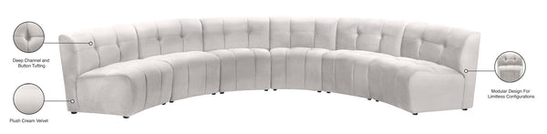 Limitless Velvet / Engineered Wood / Foam Contemporary Cream Velvet 6pc. Modular Sectional - 161" W x 63" D x 31" H