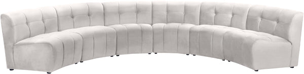 Limitless Velvet / Engineered Wood / Foam Contemporary Cream Velvet 6pc. Modular Sectional - 161" W x 63" D x 31" H
