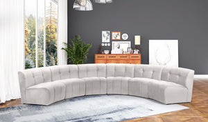 Limitless Velvet / Engineered Wood / Foam Contemporary Cream Velvet 6pc. Modular Sectional - 161" W x 63" D x 31" H